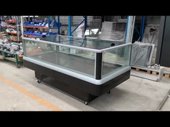 সুপারমার্কেটের ফ্রিজ ক্যাস্টের উপরে স্লাইডিং গ্লাস ডোর এবং প্রদর্শনের জন্য একটি অতি-বড় গ্লাস উইন্ডো রয়েছে