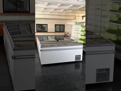 স্ট্যাটিক কুলিং সিস্টেম এবং স্লাইডিং লো-ই গ্লাস ডোর সহ সুপারমার্কেটের ক্রেস্ট ফ্রিজার