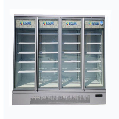 এয়ার কুলিং 4 গ্লাস ডোরস কুলার 220V আর 290 খাড়া বেভারেজ ডিসপ্লে ফ্রিজ